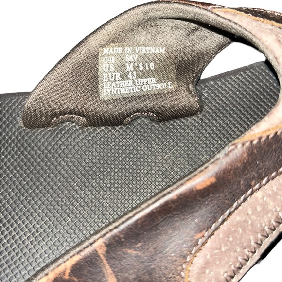 REEF men's leather fanning flip flop in brown Size 10 - Picture 4 of 5